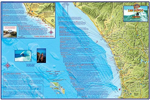 San Diego Surf Map Laminated Surfing Guide Poster by Franko Maps - Wide World Maps & MORE! - Sports - Franko Maps - Wide World Maps & MORE!