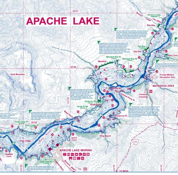 Apache Res. | Canyon Res. | Saguaro Res. Improved! with Both Natural & Artificial Fish Habitats! with Fisheries Improvement Projects Incl. GPS Locations! Featuring: Waterproof and Tearproof Plastic! - Wide World Maps & MORE!