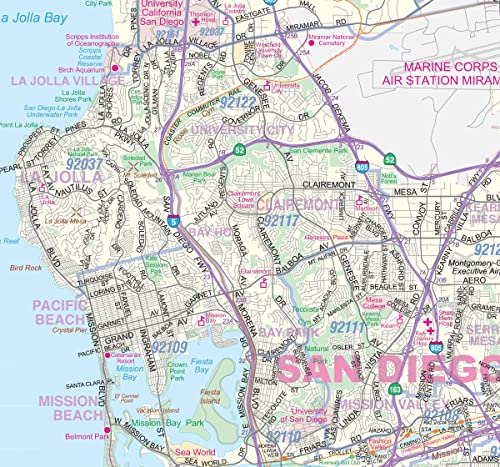 Greater San Diego, California JUMBO 48" × 72" Laminated Wall Map w/ZIP Codes - Wide World Maps & MORE!