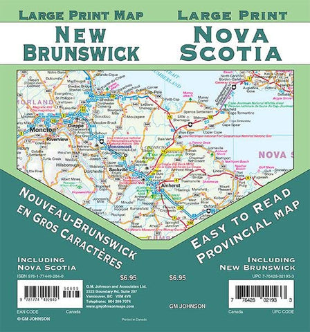 New Brunswick / Nova Scotia Large Print, New Brunswick Province Map - Wide World Maps & MORE!