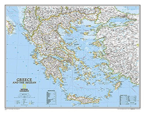 Greece Classic, Satin Laminated Wall Map: NG.P622111 (Reference - Countries & Regions) - Wide World Maps & MORE!