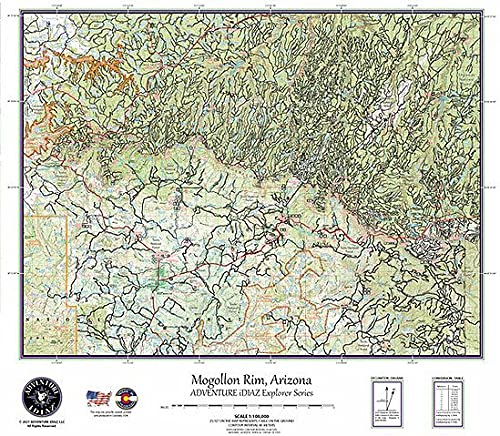 Mogollon Rim Country (Arizona) Topographic Wall Map Poster - Wide World Maps & MORE!