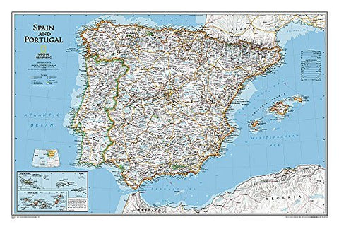 Spain and Portugal Classic Political Wall Map - [Tubed] (33 × 22 inches) (National Geographic Reference Map) - Wide World Maps & MORE! - Map - National Geographic Maps - Wide World Maps & MORE!