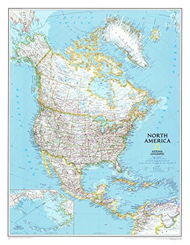 North America Political Map Poster 24 × 30 Inches - Wide World Maps & MORE! - Map - National Geographic Maps - Wide World Maps & MORE!