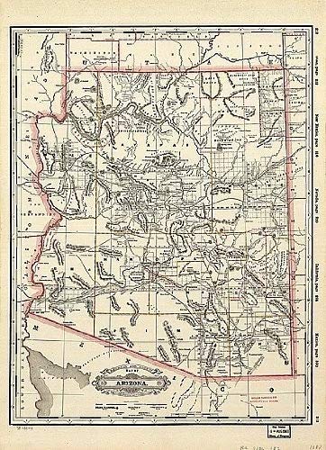1887 Railroad & County Map of Arizona Jumbo-Size Dry Erase Ready-to-Hang - Wide World Maps & MORE!