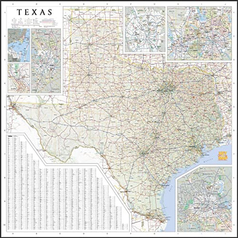 Texas Wall Map BIG TEX Large 46 x 46 inch - Wide World Maps & MORE!