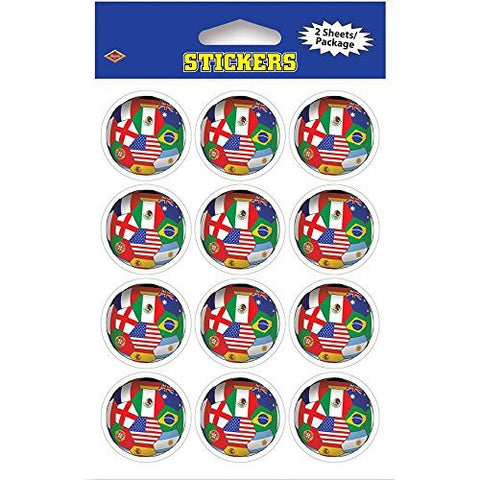 Soccer Stickers - International 4" x 6" Party Accessory - Wide World Maps & MORE! - Apparel - Beistle - Wide World Maps & MORE!
