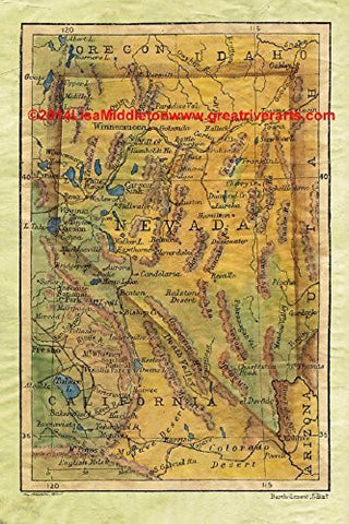 Map of Nevada 1906, Hand-painted Reproduction, 11" X 14" - Wide World Maps & MORE! - Home - HAND-PAINTED HISTORIC MAPS by Lisa Middleton - Wide World Maps & MORE!