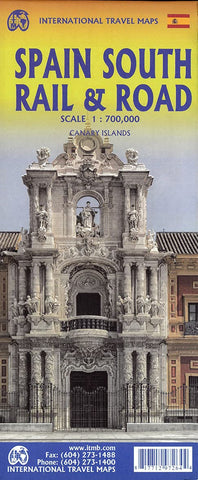 Spain South Rail & Road Map 1:700K [Map] ITMB Publishing LTD - Wide World Maps & MORE!