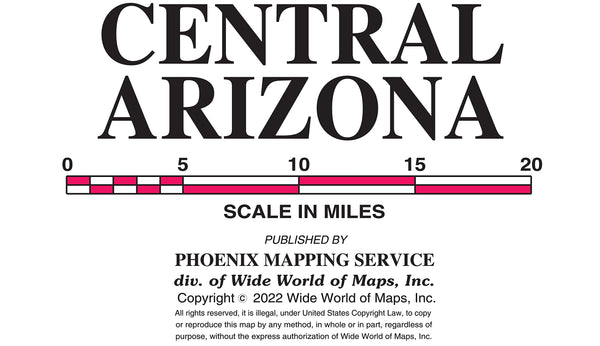 Central Arizona Full-Size Dry-Erase Ready-to-Hang - Wide World Maps & MORE!