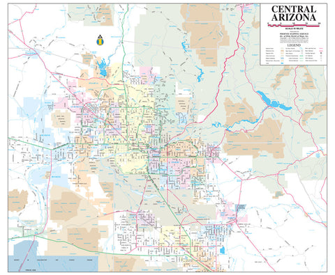 Central Arizona Small Wall Map, Ready-to-Hang - Wide World Maps & MORE! - Map - Wide World Maps & MORE! - Wide World Maps & MORE!