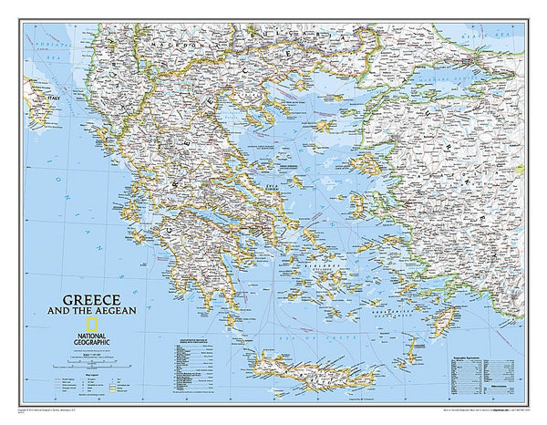 Greece and the Aegean Classic Wall Map (30.25 × 23.5 inches) (National Geographic Reference Map) - Wide World Maps & MORE!