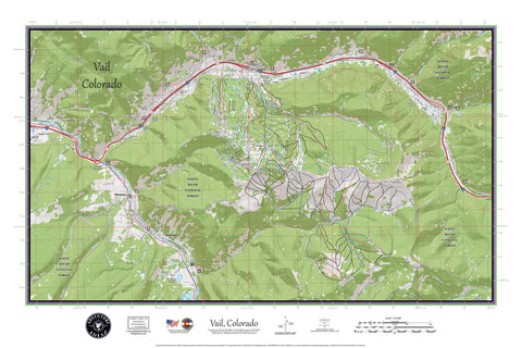 Vail Colorado Ski Area Topographic Keepsake Poster Map (with ski runs, lifts and gondolas; hiking trails, topo markings & elevation markings) - Wide World Maps & MORE! - Book - Wide World Maps & MORE! - Wide World Maps & MORE!