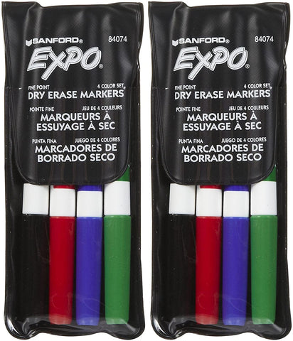 Dry Erase Markers, Fine Point, Assorted, 4/Set [Set of 2] - Wide World Maps & MORE! - Office Product - Expo - Wide World Maps & MORE!