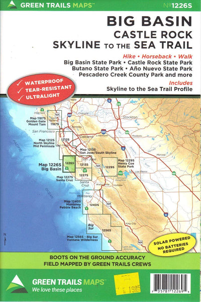 Big Basin | Castle Rock | Skyline to the Sea Trail - Wide World Maps & MORE! - Map - Green Trails Maps - Wide World Maps & MORE!