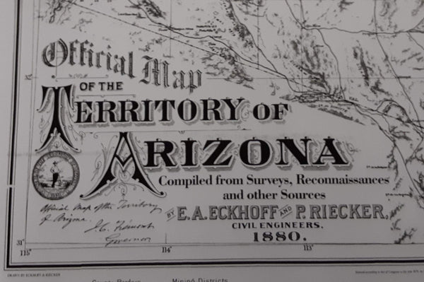 Official Map of the Territory of Arizona 1880 Enlarged Dry Erase Ready-to-Hang - Wide World Maps & MORE! - Map - Wide World Maps & MORE! - Wide World Maps & MORE!