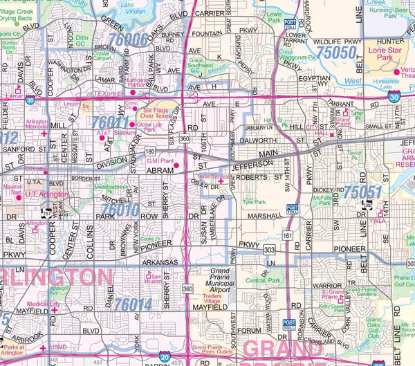 Dallas - Fort Worth Metroplex Detailed Region Wall Map w/Zip Codes *Laminated* LARGE 48"x64" - Wide World Maps & MORE! - Book - Wide World Maps & MORE! - Wide World Maps & MORE!