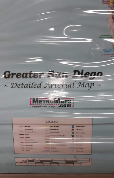 Greater SAN DIEGO California Wall Map Plain *Laminated* SMALL 24"×36" - Wide World Maps & MORE! - Map - Wide World Maps & MORE! - Wide World Maps & MORE!