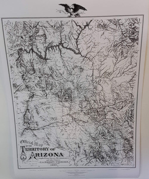 Official Map of the Territory of Arizona 1880 Enlarged Dry Erase Ready-to-Hang - Wide World Maps & MORE! - Map - Wide World Maps & MORE! - Wide World Maps & MORE!