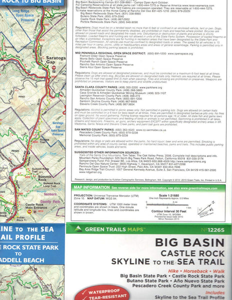 Big Basin | Castle Rock | Skyline to the Sea Trail - Wide World Maps & MORE! - Map - Green Trails Maps - Wide World Maps & MORE!