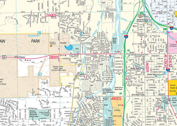 Tucson Central Corridor Jumbo Dry Erase Laminated - Wide World Maps & MORE!