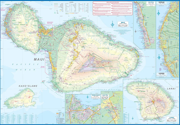 Maui, Kauai, & Molokai Travel Reference Map Waterproof 1:100,000 - Wide World Maps & MORE!