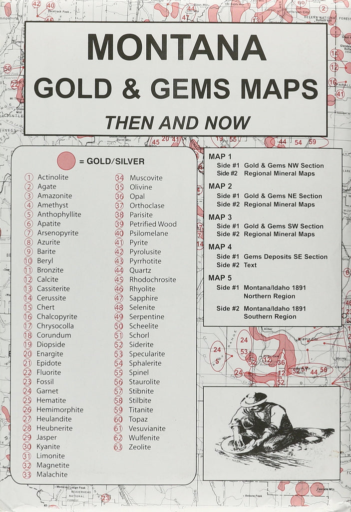 Montana, Gold & Gems Then & Now, 5 Map Set - Wide World Maps & MORE!