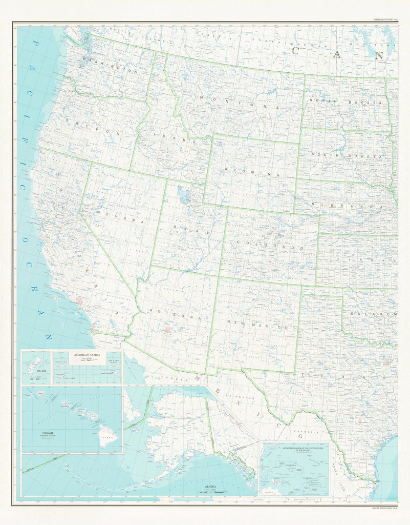 United States Map 2B Base Map (West Half, Dry Erase Laminated) (TUS5571) [Map] [1975] - Wide World Maps & MORE! - Map - United States Geological Survey - Wide World Maps & MORE!