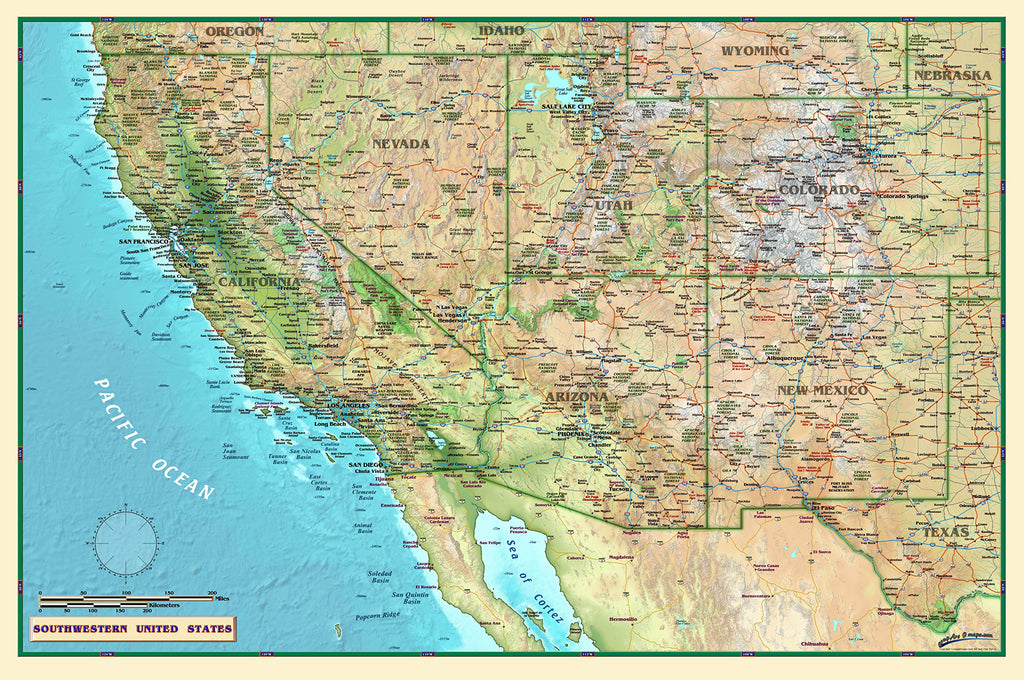 Southwestern United States Jumbo-Size Wall Map - Wide World Maps & MORE! - Map - Wide World Maps & MORE! - Wide World Maps & MORE!