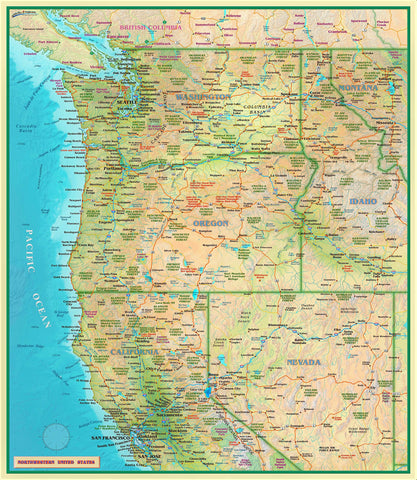 Northwestern United States Full-Size Wall Map - Wide World Maps & MORE! - Map - Wide World Maps & MORE! - Wide World Maps & MORE!