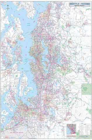 Greater Seattle Detailed Region Wall Map w/Zip Codes LARGE 48"x72" - Wide World Maps & MORE! - Book - Wide World Maps & MORE! - Wide World Maps & MORE!