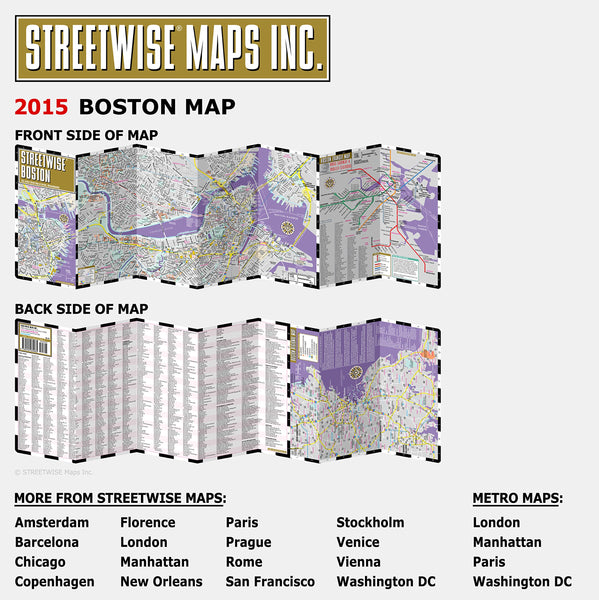 Streetwise Boston Map - Laminated City Center Street Map of Boston, Massachusetts - Folding pocket size travel map with MBTA subway map & trolley lines [Archival Copy] - Wide World Maps & MORE!
