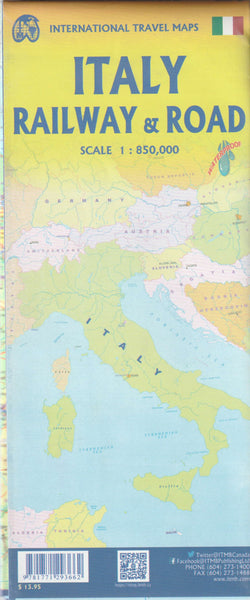 Italy Railway & Road Map 1:850K Waterproof (Travel Reference) - Wide World Maps & MORE!
