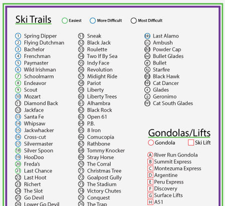 Keystone Colorado Ski Trail & Topographic Map - Wide World Maps & MORE!