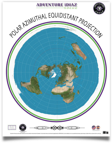Polar Azimuthal Equidistant Projection Map of the Earth Ready-to-Hang - Wide World Maps & MORE!