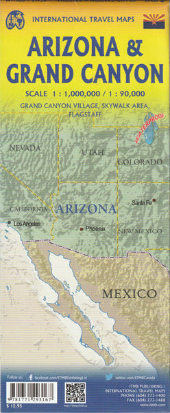Grand Canyon 1:90,000 and Arizona 1:1,000,000 Travel Reference Map - Wide World Maps & MORE!