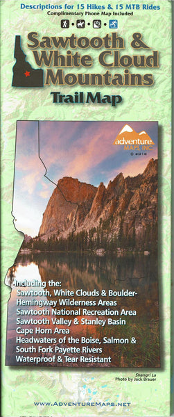 Sawtooth & White Cloud Mountains Trails Map - Wide World Maps & MORE! - Map - Adventure Maps - Wide World Maps & MORE!