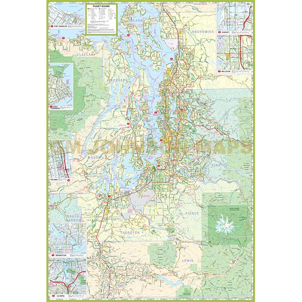 Seattle / Tacoma & Vicinity, Washington Regional Map - Wide World Maps & MORE!