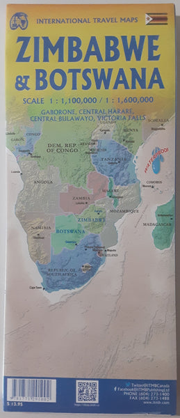 Botswana & Zimbabwe Waterproof | Gaborone, Central Harare, Central Bulawayo, Victoria Falls - Wide World Maps & MORE!