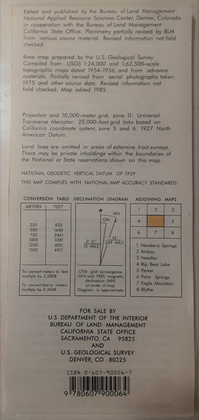 California Desert District: Sheep Hole Mountains : 60 × 30 minute series (topographic) (Desert access guide) - Wide World Maps & MORE!
